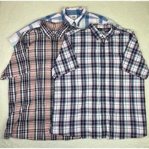 HB Shirts Lot Of 3 Mens 2XLT Multicolor Plaid Short Sleeve Button Up Casual